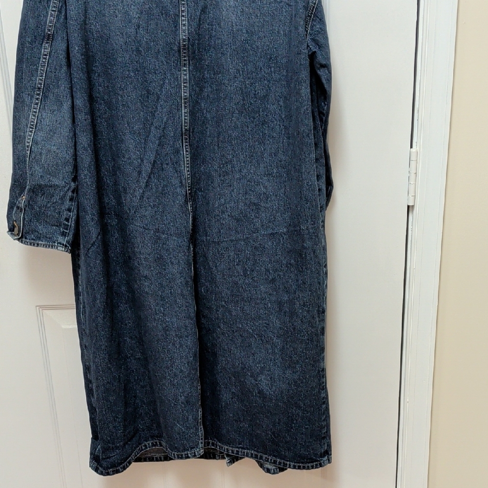 Gap Workwear Dark Blue Long Denim Trench Coat - Picture 7 of 14